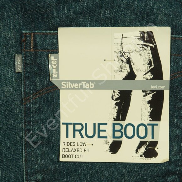 VIntage Levis Silvertab Jeans Mens 34 Blue True Boot Cut Relaxed Fit 90s New - Picture 4 of 8